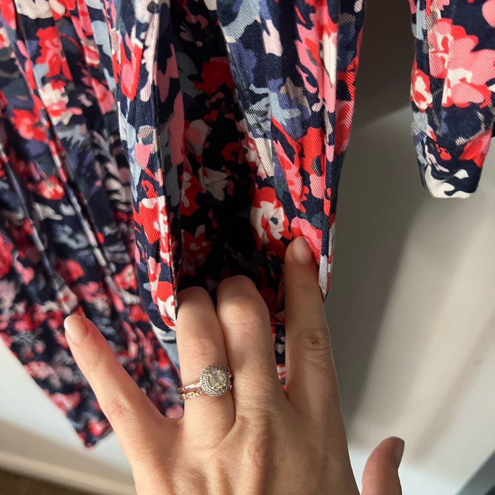 Joules Floral Long Sleeve Dress in Navy and Pink - Picture 5 of 7